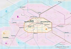 Berlin City Rail Map for train and public transportation  - Farezone Overview