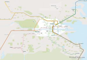Dublin City Rail Map for train and public transportation routes of metro, tram, commuter train, airport link - Overview