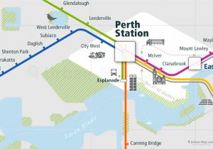 Perth City Rail Map for train and public transportation  - Perth