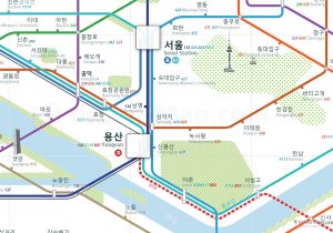 Seoul City Rail Map for train and public transportation - Korean