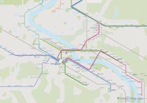 Bonn City Rail Map for train and public transportation routes of metro, tram, ferry, funicular - Overview