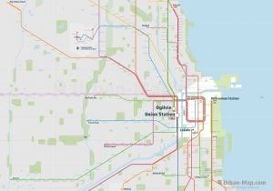 Chicago City Rail Map for train and public transportation  - Overview