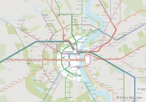 Cologne City Rail Map for train and public transportation routes of metro, tram, ferry, funicular - Overview
