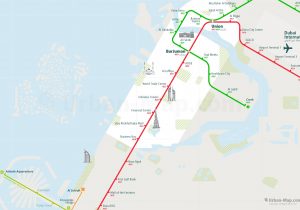 Dubai City Rail Map for train and public transportation - Close-up