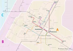 Freiburg City Rail Map for train and public transportation - Farezone Overview