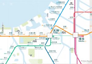 Fukuoka City Rail Map for train and public transportation  - Japanese