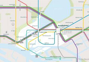 Hamburg City Rail Map for train and public transportation - Close-up