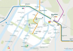 Hiroshima City Rail Map for train and public transportation  - Close-up