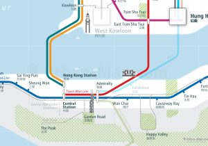 HongKong City Rail Map for train and public transportation  - Close-up