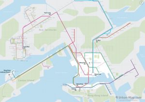 HongKong City Rail Map for train and public transportation  - Overview