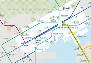 Kobe City Rail Map for train and public transportation - Japanese