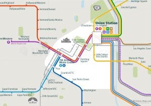 LosAngeles City Rail Map for train and public transportation  - Close-up