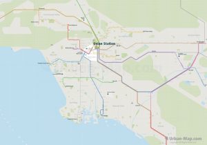 LosAngeles City Rail Map for train and public transportation  - Overview