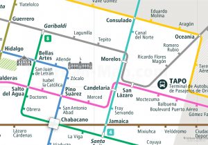 Mexico City Rail Map for train and public transportation  - Close-up
