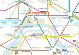 Moscow City Rail Map for train and public transportation routes of metro, tram, commuter train - Close-up