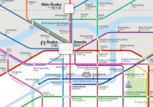 Osaka City Rail Map for train and public transportation - Close-up