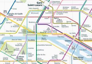 Paris City Rail Map for train and public transportation  - Close-up