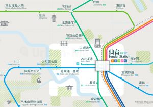 Sendai City Rail Map for train and public transportation - Japanese