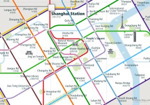 Shanghai City Rail Map for train and public transportation  - Close-up