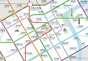 Shanghai City Rail Map for train and public transportation - Chinese