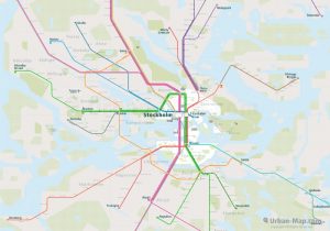 Stockholm City Rail Map for train and public transportation routes of metro, tram, airport link - Overview