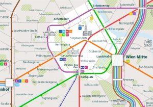 Vienna City Rail Map for train and public transportation  - Close-up
