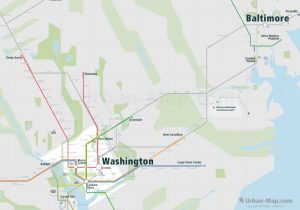 Washington City Rail Map for train and public transportation  - Overview